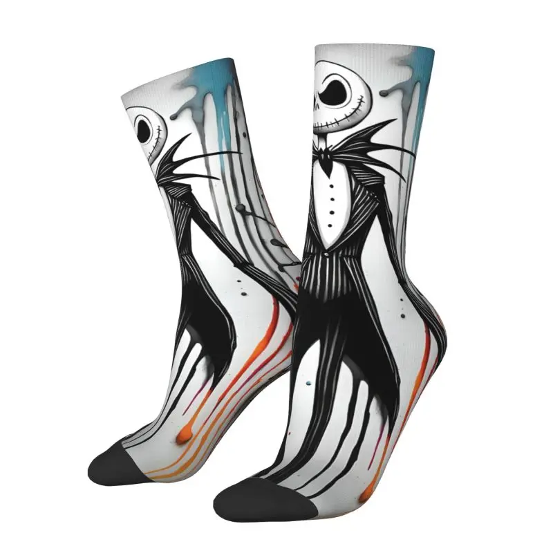 Nightmare Before Christmas Dress Socks for Men Women Warm Fashion Halloween Movie Jack Skullington Crew Socks