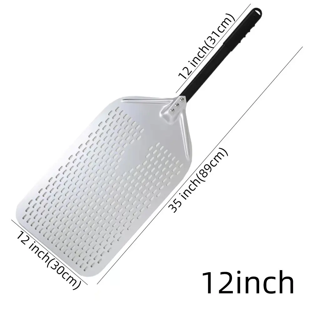 HEXINGYUAN 12 14 16 Zoll großes perforiertes Pizza-Schaufelpaddel mit kurzem/langem Griff zum Drehen von Ofen, Küchenutensilien, Pizza-Backwerkzeuge 8