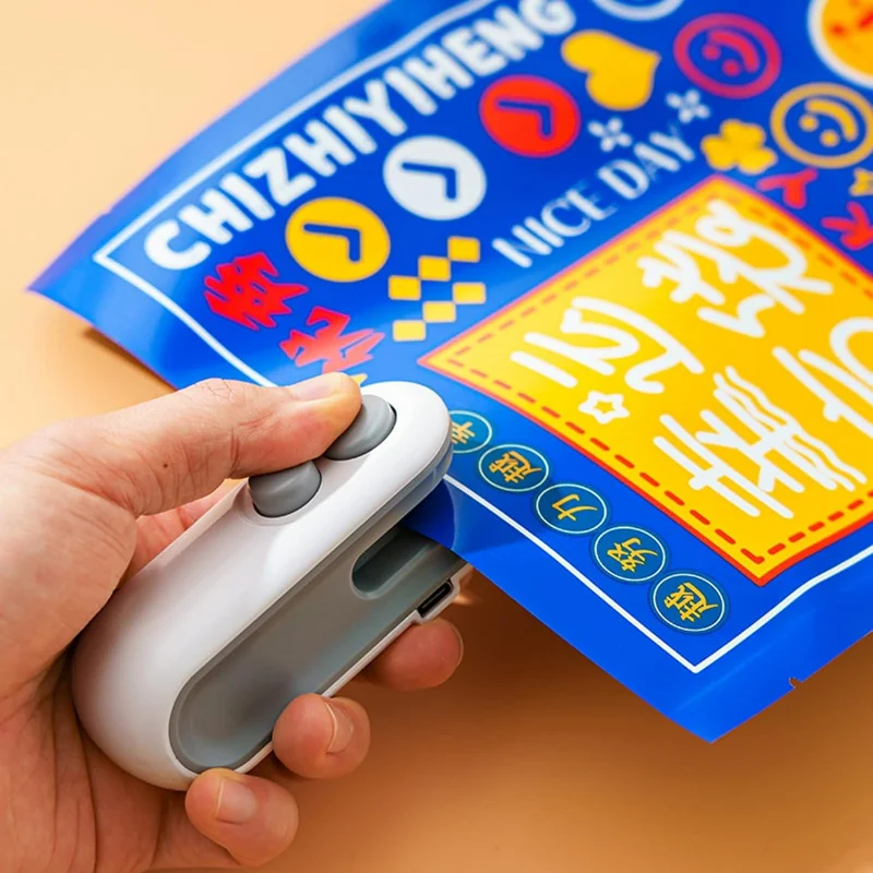 Mini-Beutel mit wiederaufladbarem USB, tragbar, für Snacks, Lebensmittel, Vakuumbeutel, Wärme, tragbare Wiederverschließmaschine für Snacks, Plastiktüten, Kekse