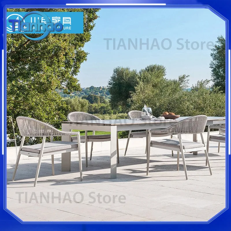 Wicker Outdoor Patio Chair Set for Villa Garden Balcony Furniture UV Waterproof Sun Shade Coffee Seating