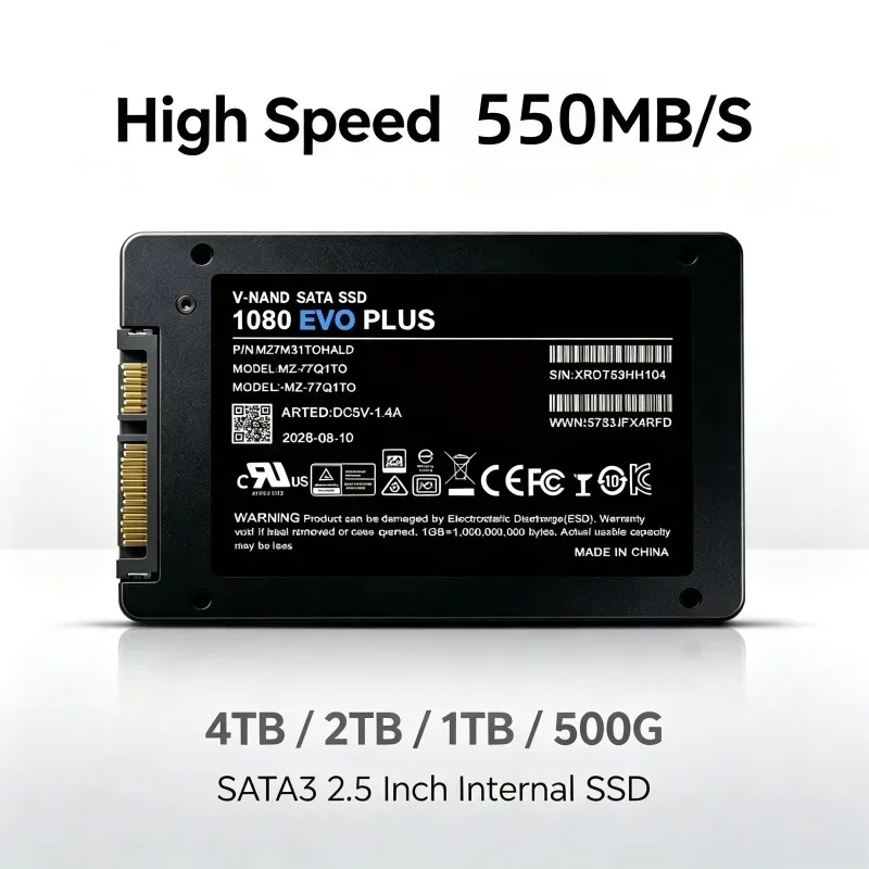 1080 EVO PLUS 2.5 inch SATA III SSD 500GB 1TB 2TB 4TB Internal Solid State Drive for Desktop PC Laptop Storage Drive Upgrade