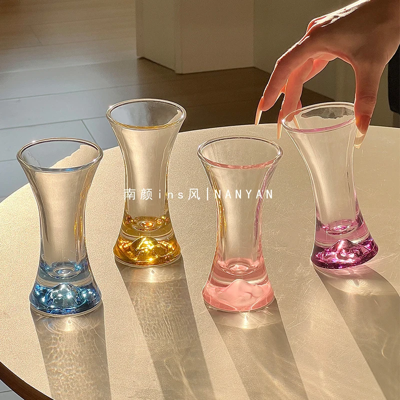 140ml High Aesthetic Waist-cinching Glass 2026 New Household Transparent Creative Pink Lead-free Glasses Juicy Champagne Cup