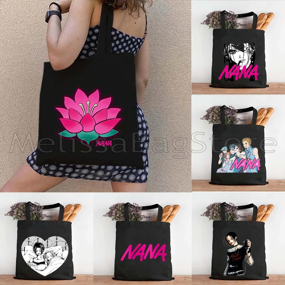 

NANA Anime Manga Shopping Tote Bag Nana Osaki And Ren Honjo Lotus Flower Tattoo Handbag Shoulder Bag Casual Women Canvas Bag