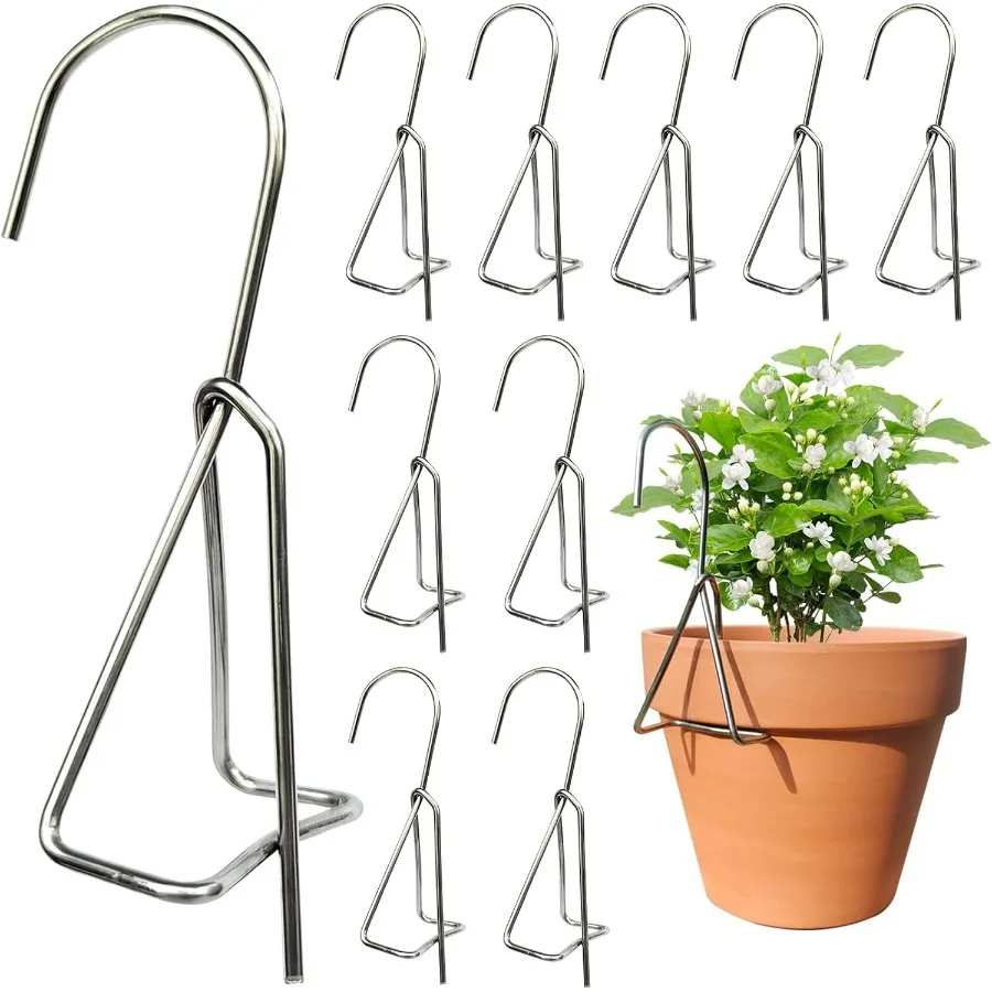 

10Pack Terracotta Pots Hanger HooksSturdy Thick Stainless Steel Plant Hanger Flower Pot Holders for Clay Pots Wall and Fence Mo