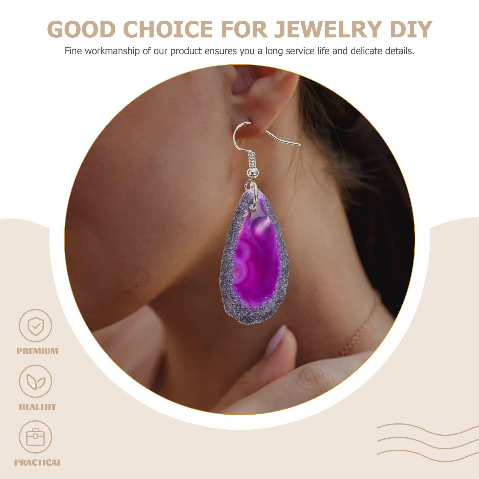 

8 Pcs Natural Valentine Necklace Pendant DIY Necklace Pendants Jewelry Craft Making Agate Slices Female Present H