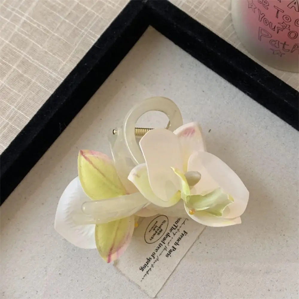 

Butterfly Orchid Flower Hair Claw Bohemia Barrettes Ponytail Clip Orchid Hair Clip Headdress Cloth Large Shark Clip Beach