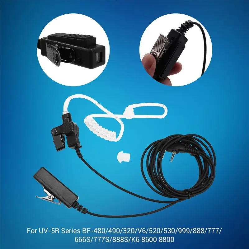 AYHF 2-Pin Covert Acoustic Air Tube Earpiece PTT Mic Headset Earphone For Baofeng UV-5R UV-5RA 888S PUXING Radio