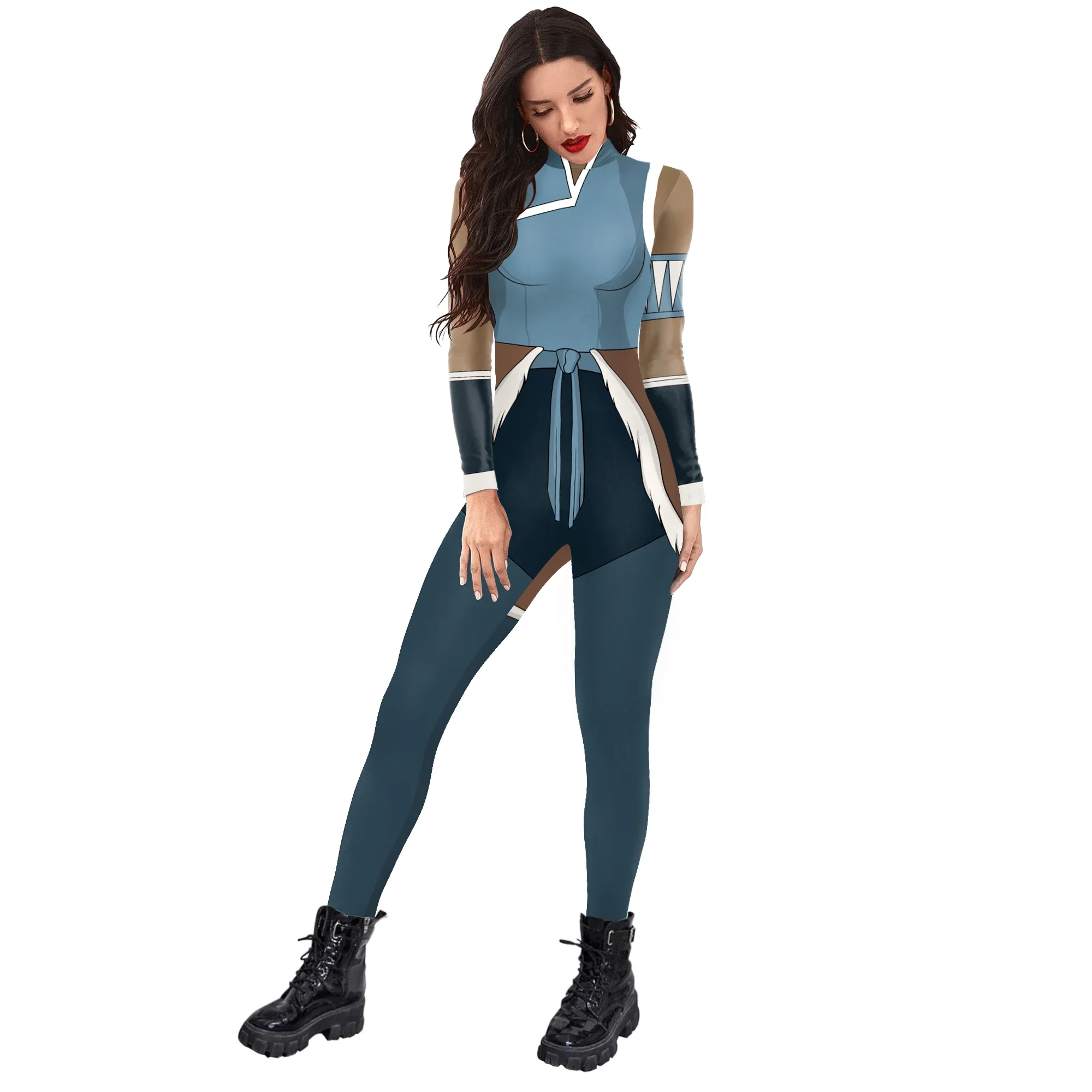 Avatar:the Legend of Korra Jumpsuit Anime Korra Cosplay Costume Halloween Outfit Festive Spandex Elastic Bodysuit Party Zentai