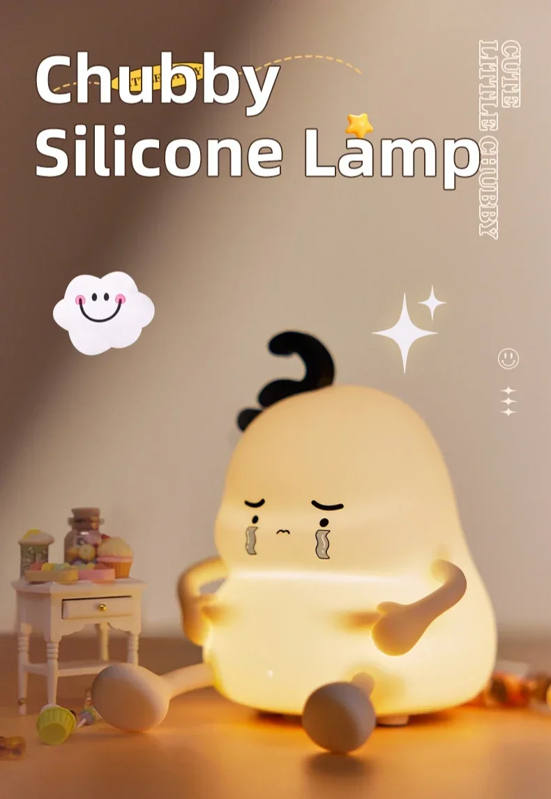 Lampe en silicone créative avec chargement USB, veilleuse LED, 3 recycleurs de luminosité, veilleuse Pat Light, chambre à coucher, chevet, minuterie