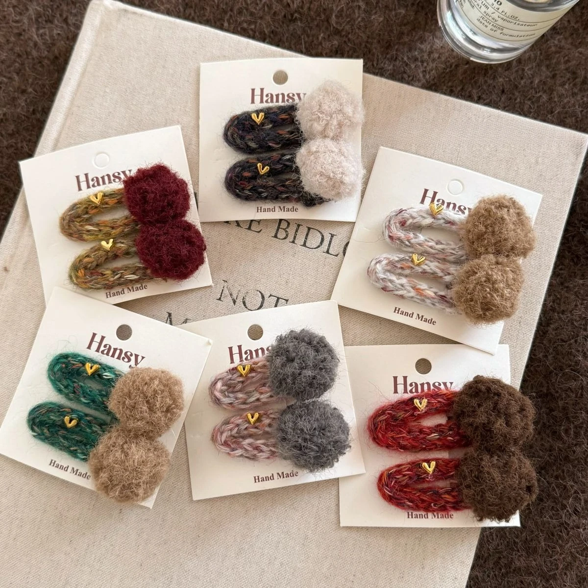 Cute Pom Pom Hair Clip Mixed Color Wool Knit Side Clip Children Hairpin Kids Hair Accessories Fashionable Headwear