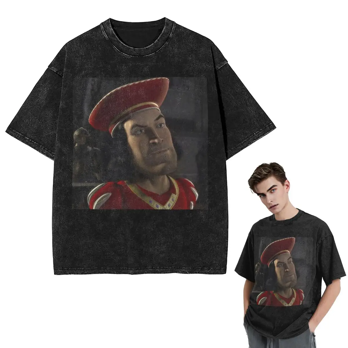 

Streetwear T-Shirts LoRd FaRQuaAd Washed T Shirt Short Sleeve Hip Hop T-Shirt Tops Tees for Men Women