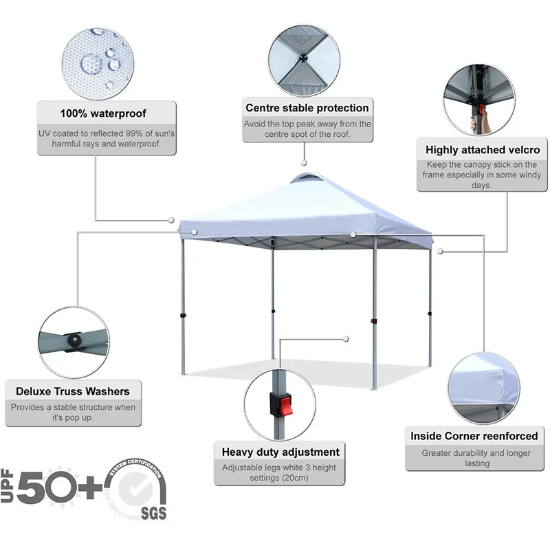 Factory Direct High Quality Waterproof Pop up Tent Sustainable Sun Shade Shelter Heavy Duty Outdoor Tent Folding Trade Show Tent