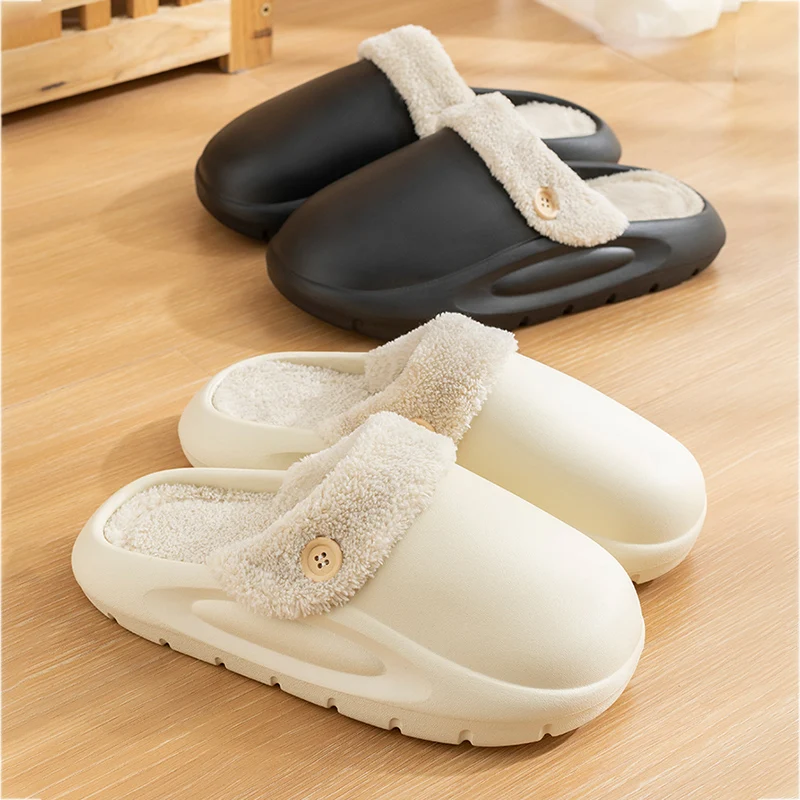 

Waterproof Eva Indoor Birken Slippers Women 2025 Winter Warm Plush Non Slip Home Slippers Woman Closed Toe House Cotton Shoes