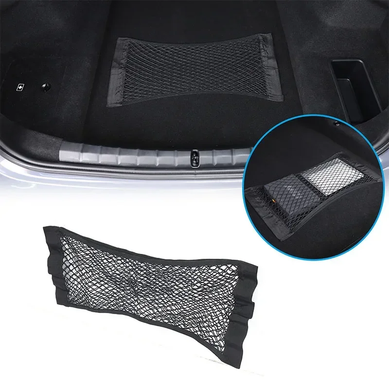 For BMW 7 Series G70 2024+ Nylon Black Car Trunk Cargo Organizer Storage Elastic Mesh Bag Luggage Cargo Car Accessories