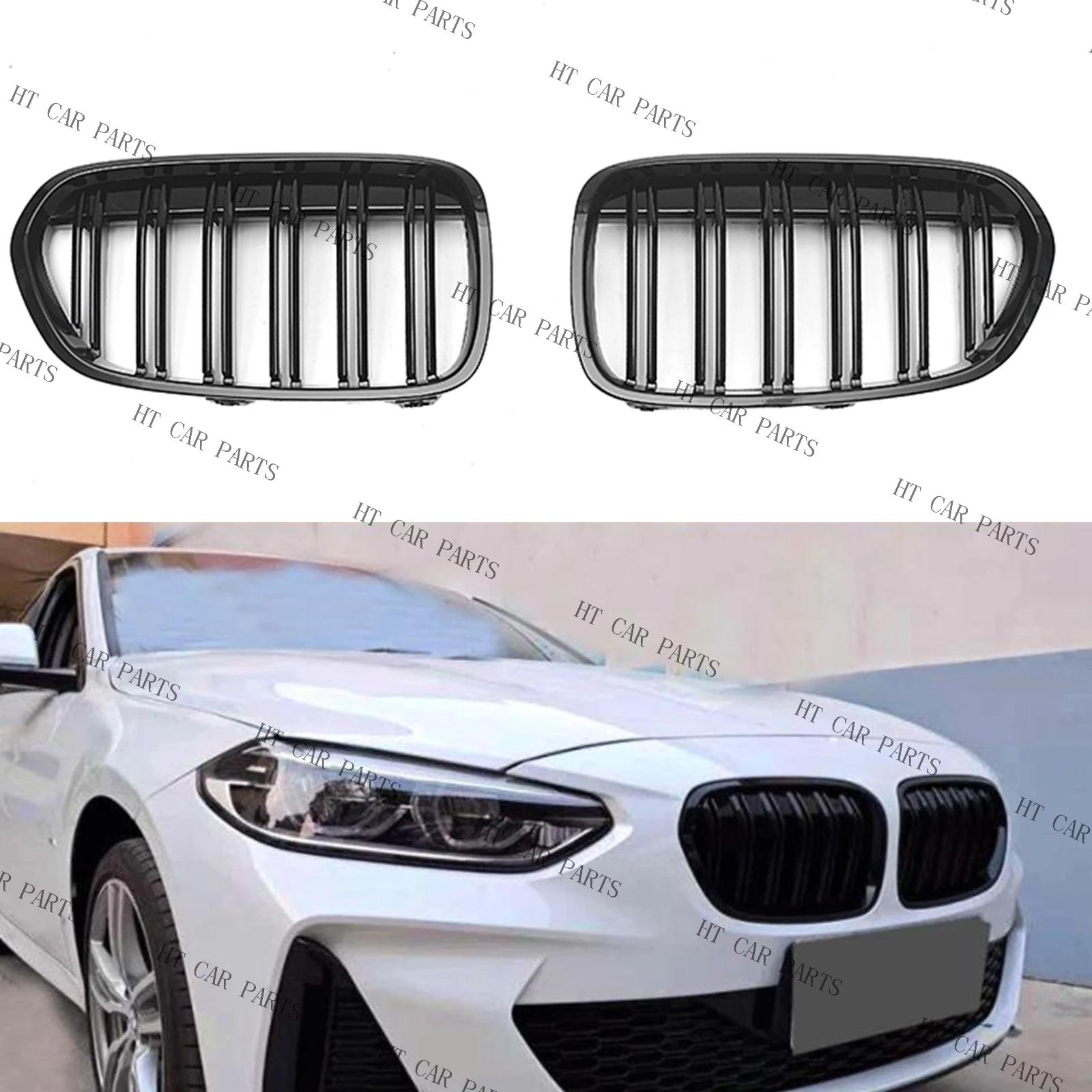 

Car Front Bumper Kidney Grille Racing Grills For BMW 1 Series F52 2018 2019 2020 2021 Replacement Double Slat Black Grilles
