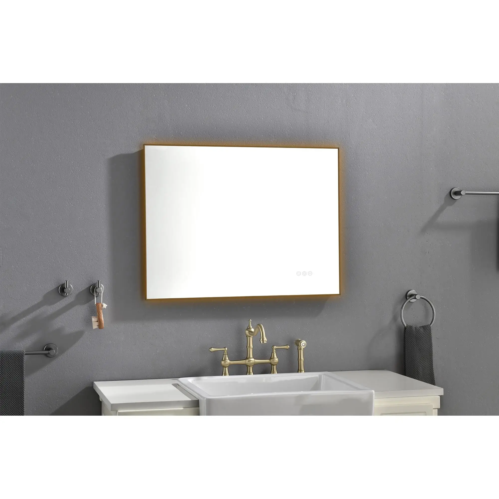 32x24 Bathroom Mirror - Wall-Mounted Metal Frame, Control, Anti-Fog, 3 Colors & Dimmable (Horizontal/Vertical)