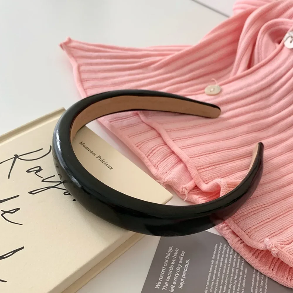 Vintage Leather Sponge Solid Hairband For Women Simple Outside Hair Hold Headband Hair Hoop Hair Band Fashion Hair Accessories