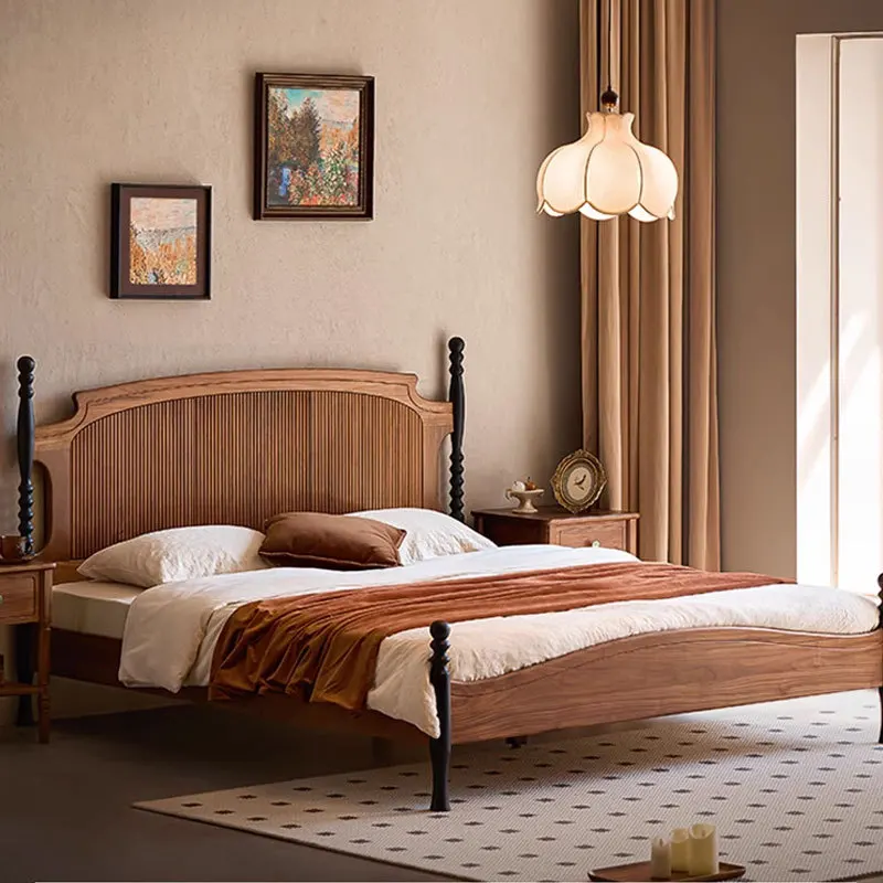 

Customizable French retro Nordic medieval master bedroom queen bed American bedroom double bed
