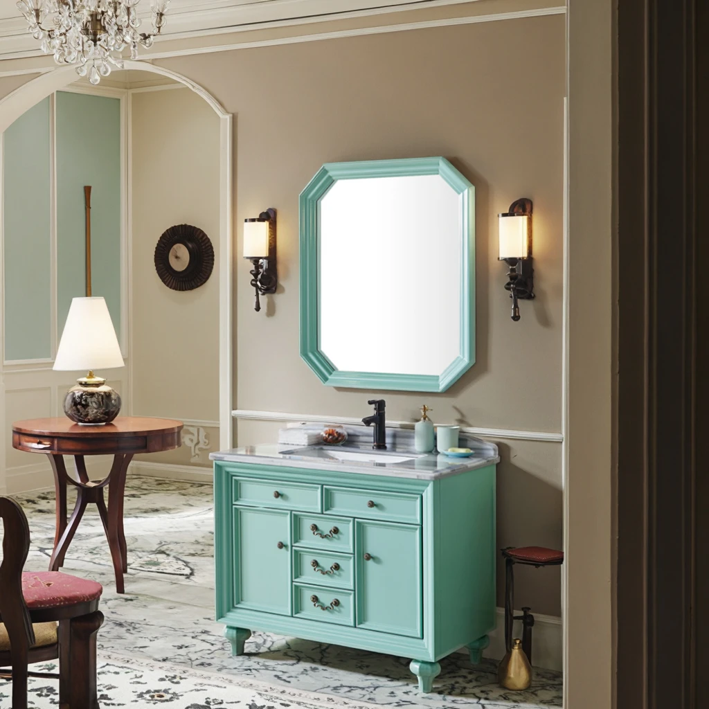 Luxury Modern Design Sleek Lacquered Carcase Bath Mirror For Bathroom Vanity Floor Mounted Countertop-for Home And Hotel Use