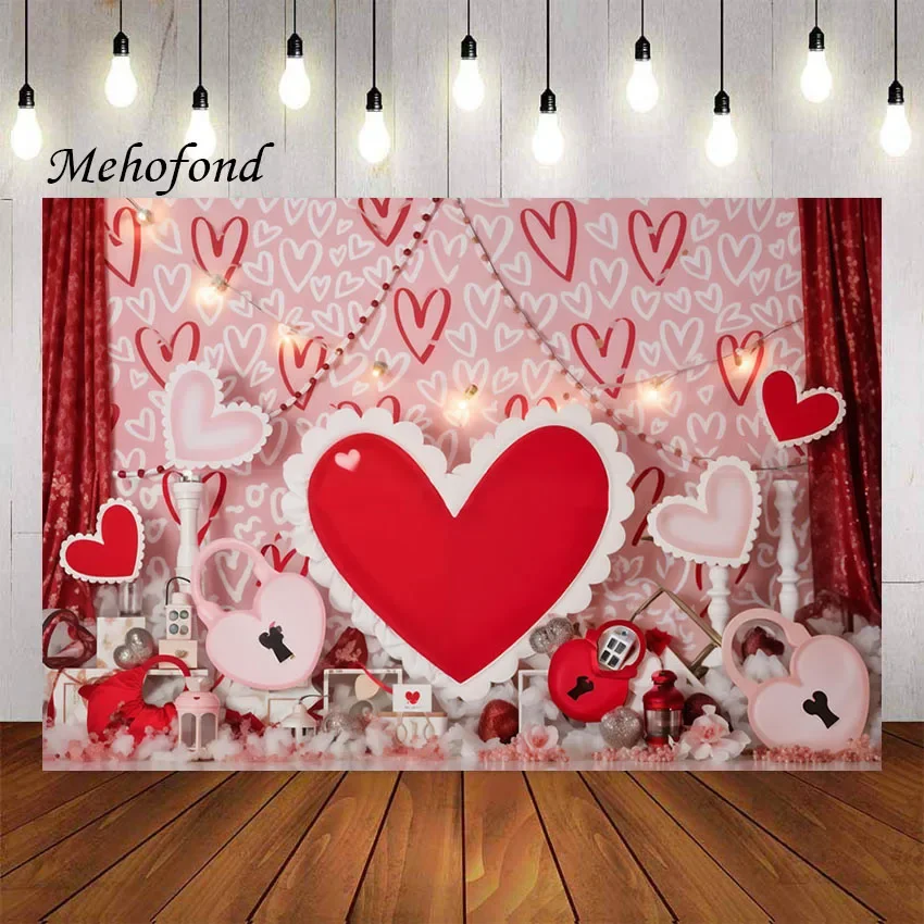 Mehofond Photography Background Valentine's Day Love Heart Girls Birthday Party Cake Smash Portrait Decor Backdrop Photo Studio