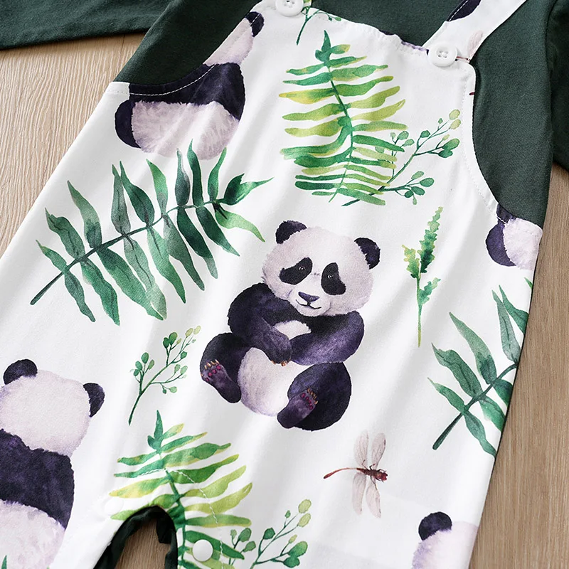 Newborn Clothes Cute Bamboo Panda Print Comfortable And Soft 0-18 Boys And Girls Spring And Autumn Long Sleeved Baby Jumpsuit