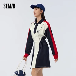 Semir Dress Women Loose 2023 Spring New Slimming Color Matching Polo Dress