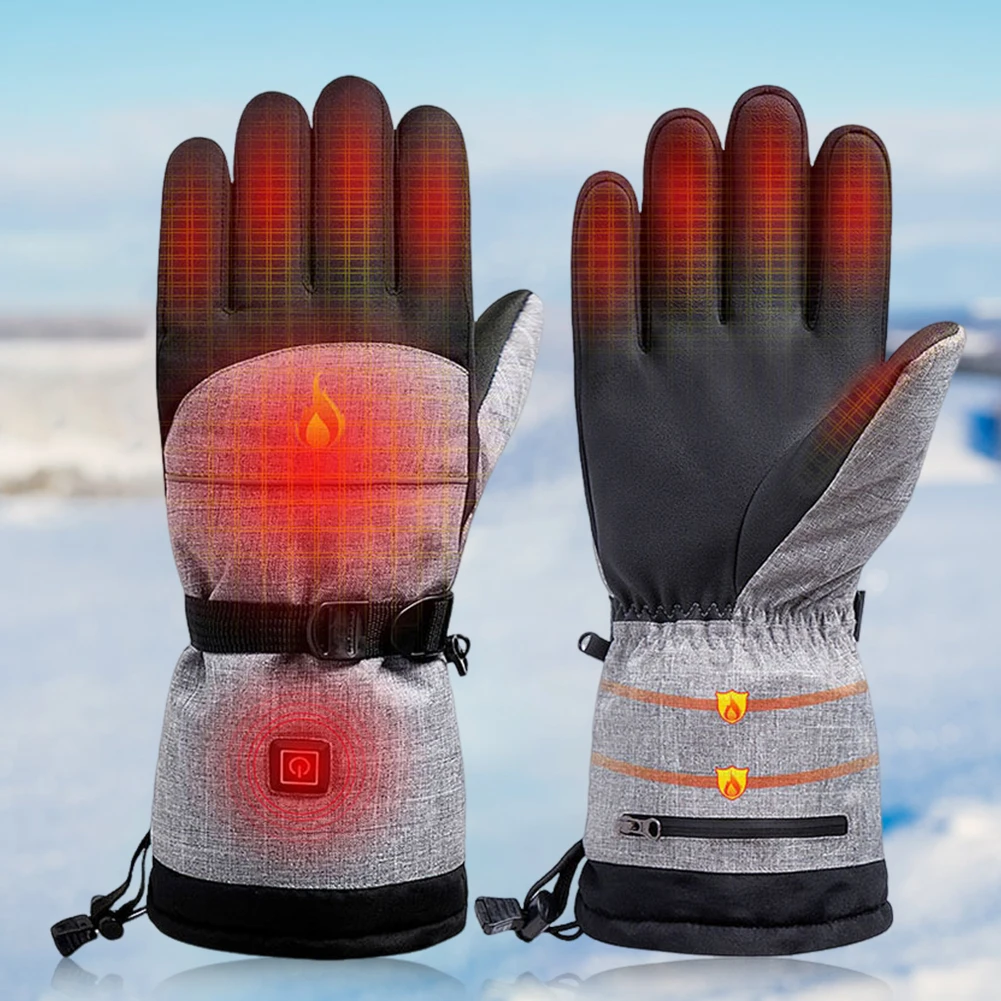 Guantes calefactables eléctricos para hombre y mujer, recargables, batería de 5000mAh, pantalla táctil, impermeables, para invierno, esquí, motocicleta, calentadores de manos