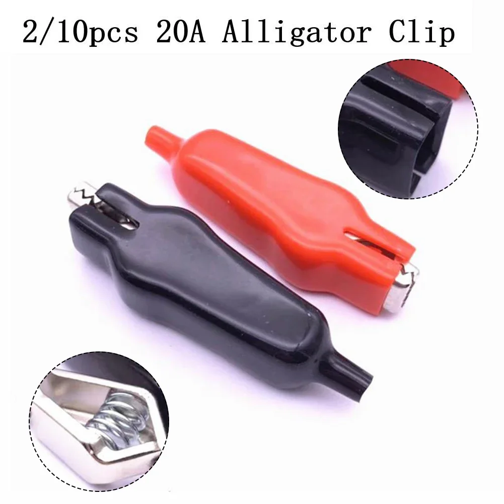 2/10Pcs For Alligator Clip 20A PVC Sheathed Insulated Battery Protection Testing Clip Spring Clip 70mm For Home Improvement