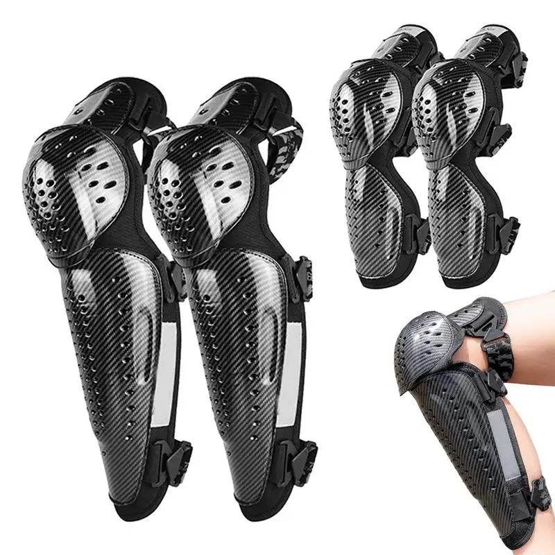 

Knee Shin Protection Dirt Bike Knee Pads 4 Pieces Knee And Shin Guard Sleeve For Protection Three-Section Design Riding Sports