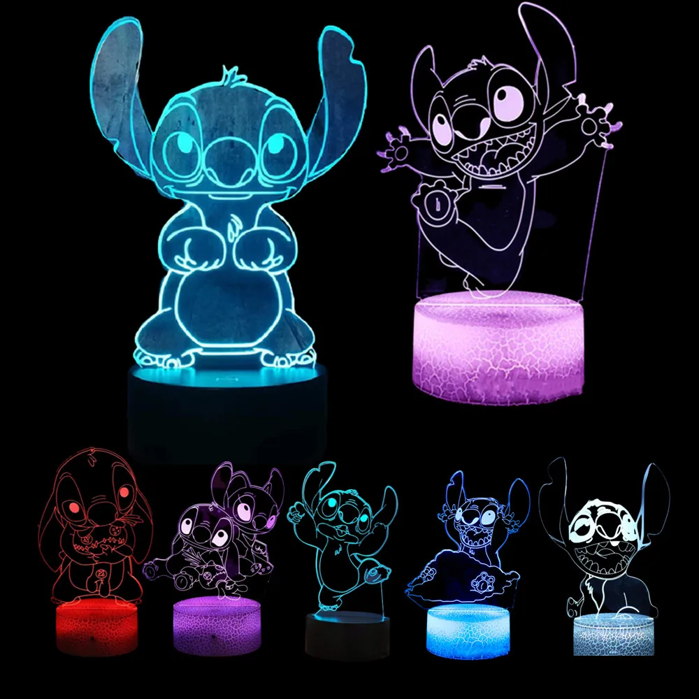 Stitch 3D Lamp Anime LED Night Light Desk Setup Lighting Bedroom Decor Lampara Birthday Gifts Manga Cartoon Illuminator