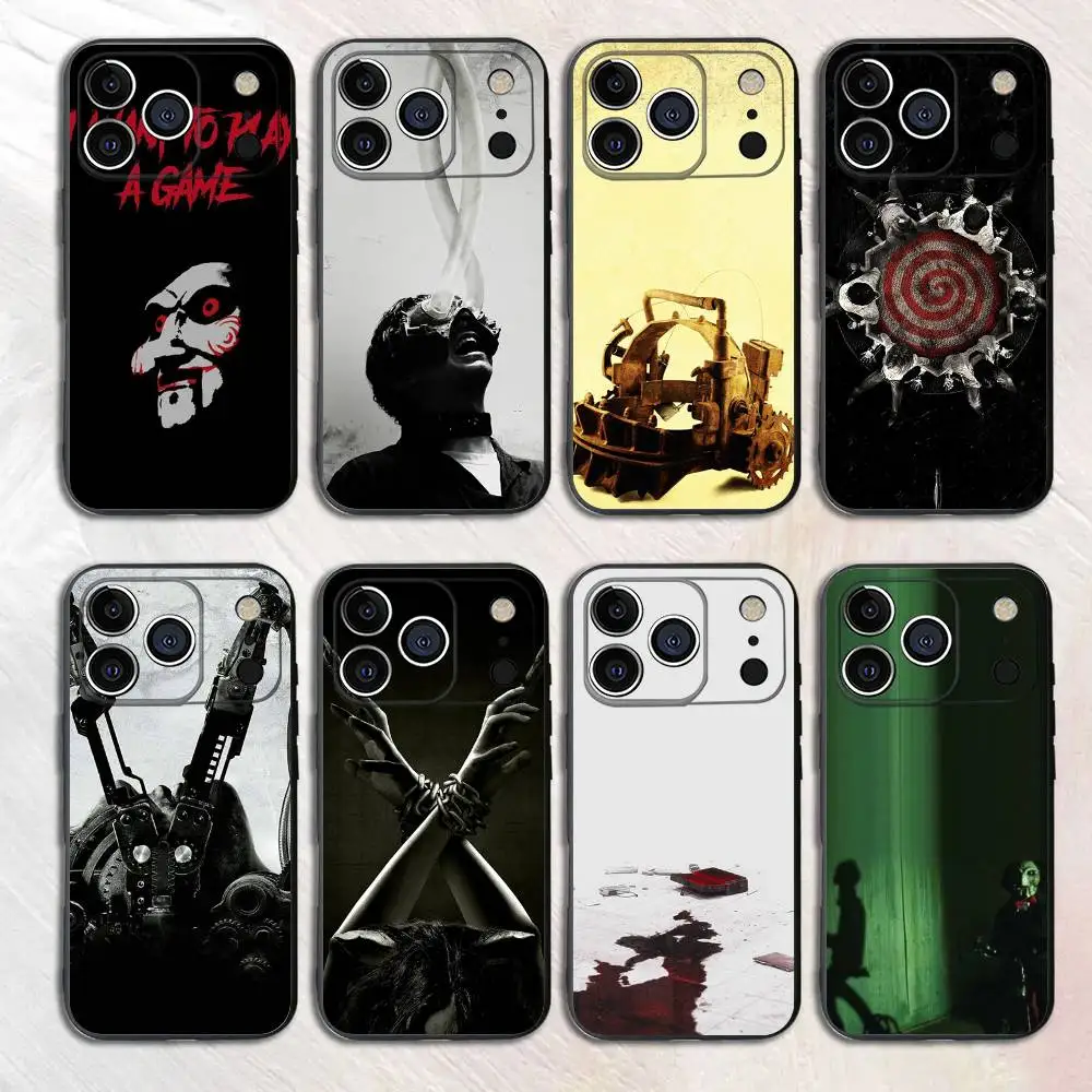 

Horror Movie S-Saw Silicone Phone Case For iPhone 17,16,15,14,13,12 X XS Plus Pro Max Shockproof Soft Cover