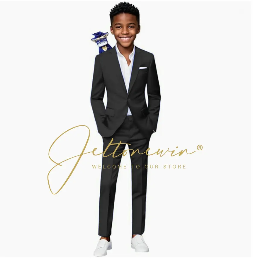 

Fashion Boys Suit Set of 2 Slim Fit Jacket Pants Wedding Tuxedo Kids Formal Blazer For Childs Baby Boy Clothes