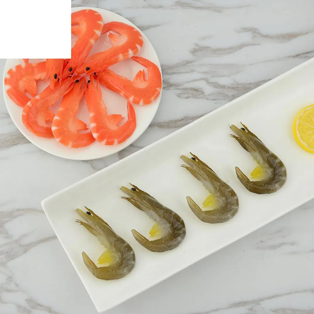 2Pcs Simulation Shrimp PVC Realistic Food Display Kids Pretend Play Photography Props Decoration Shrimp Food Model view 3