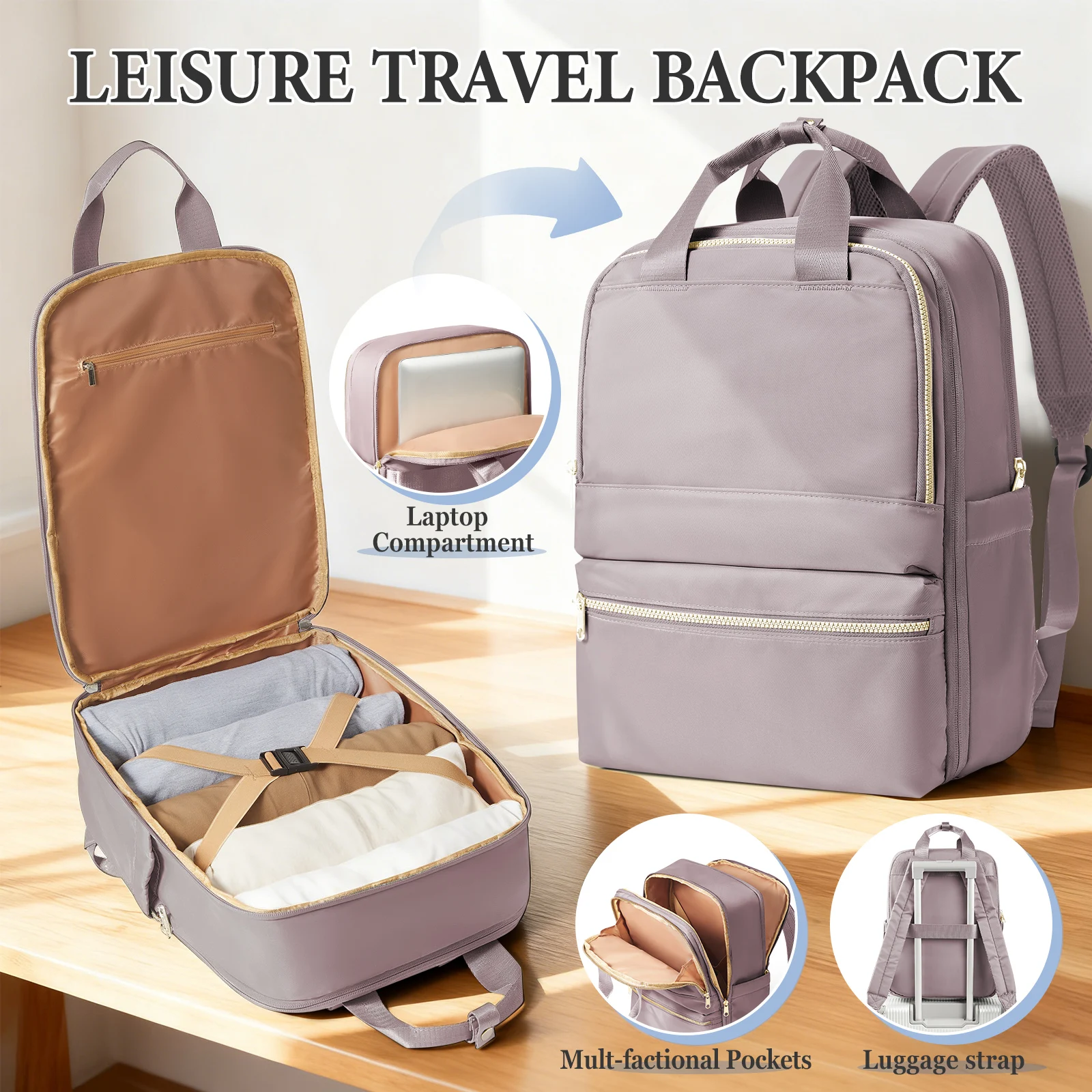 حقيبة ظهر نسائية، حقيبة ظهر عصرية خفيفة الوزن للسفر، حقيبة كمبيوتر للكلية للفتيات، هدايا للنساء، حقيبة ظهر تنفيذية #1