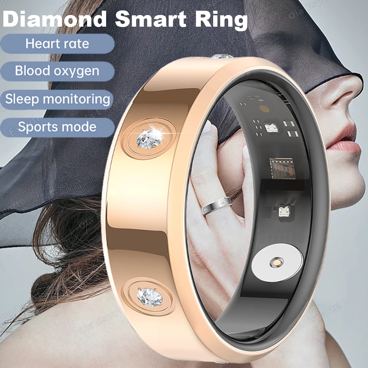 Para Xiaomi anillo inteligente copia diamante salud Monitorig oxígeno en sangre sueño ritmo cardíaco multideportivo boda joyería de lujo anillos de regalo