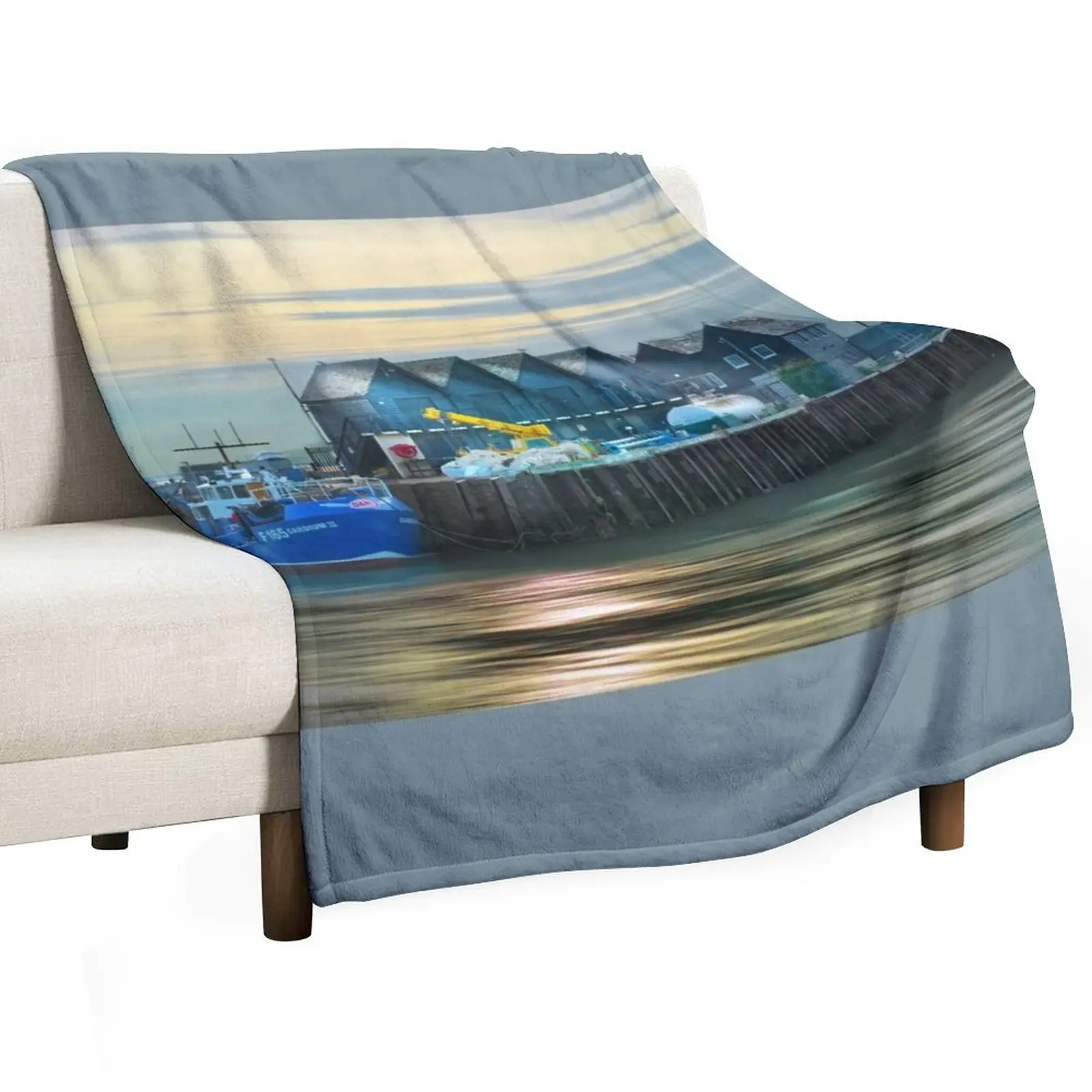 

Whitstable Harbour Atmospheric Light Throw Blanket Luxury Brand Luxury St Soft Plush Blankets