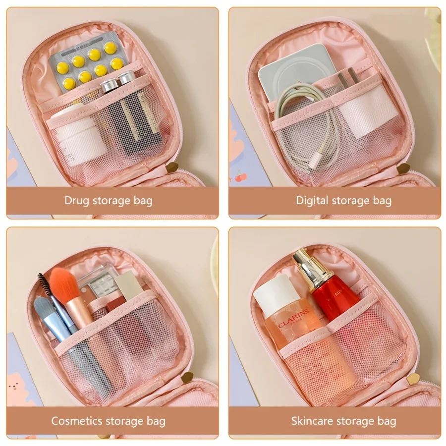 Bolsa de maquillaje portátil para toques, mini bolsa de almacenamiento de cosméticos para lápiz labial, organizador multifuncional de gran capacidad, bolsa de aseo