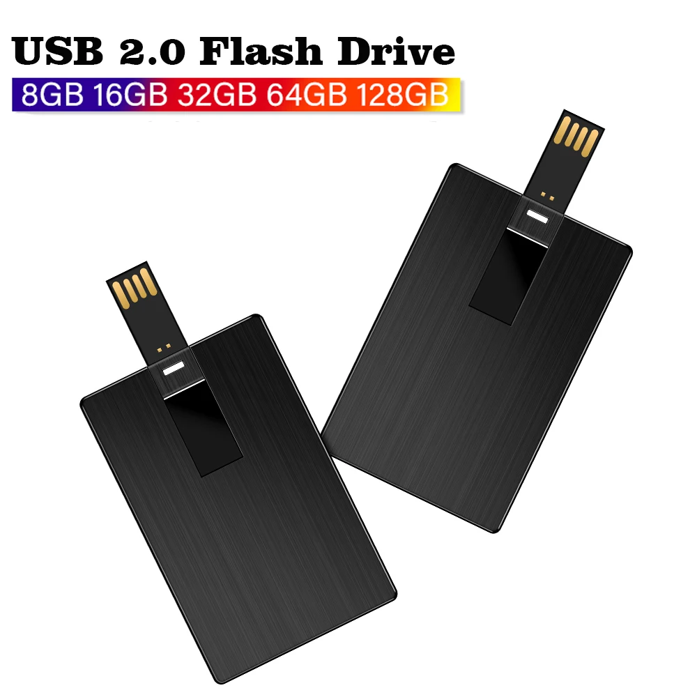 

Creative Gift Metal Card USB 2.0 Flash Drive 128GB Memory Stick 64GB Waterproof External Storage 32GB 16GB 8GB 4GB U Disk
