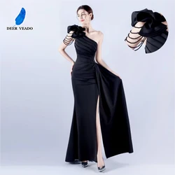 DEERVEADO 7 Colors Women's Sexy Slit Evening Dress Long Luxurious Beading Formal Dress Occasions Wedding Party Dress Prom Gown