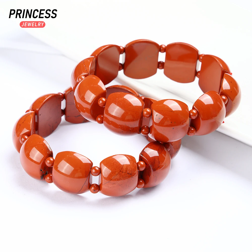 

A+ Natural 17*22mm Red Stone Jasper Stretch Bangle Bracelet Loose Beads for Gift Or Jewelry Making DIY Accessories