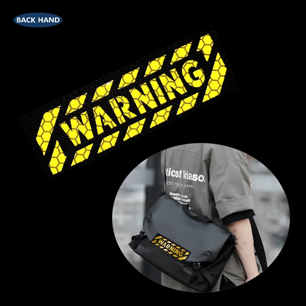 DANGER WINNING WARNING Pull to Eject Zebra Crossing Warning Reflective Magic Sticker for Bag Backpack Cap Military Patches Patch