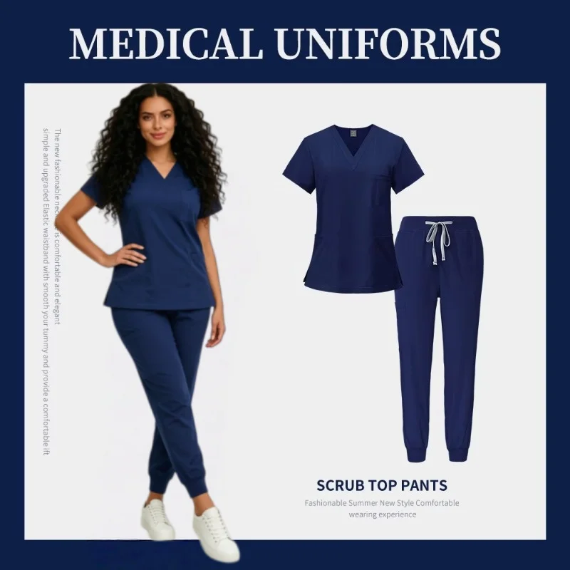 Unisex 2-Piece Elastic Frosted Set Jogging Suit for Pharmacy Pharmacist Beauty Salon Hospital Doctor