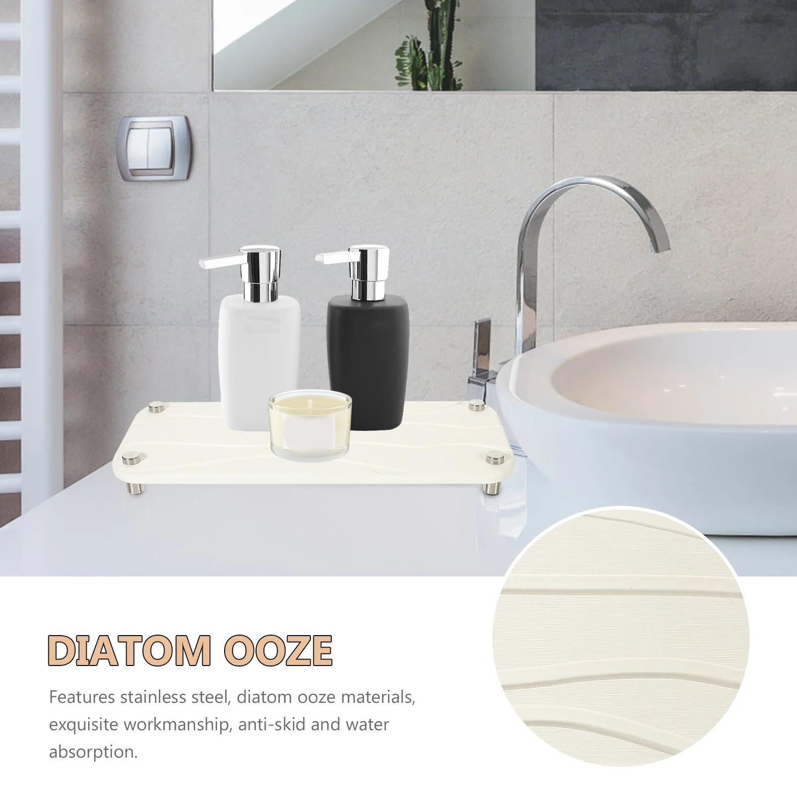 

Absorbent Cup Holder Sink Organizer Non-Slip Drink Coaster For Kitchen Bathroom Countertop Quick-Dry Table Pad Coffee Cup