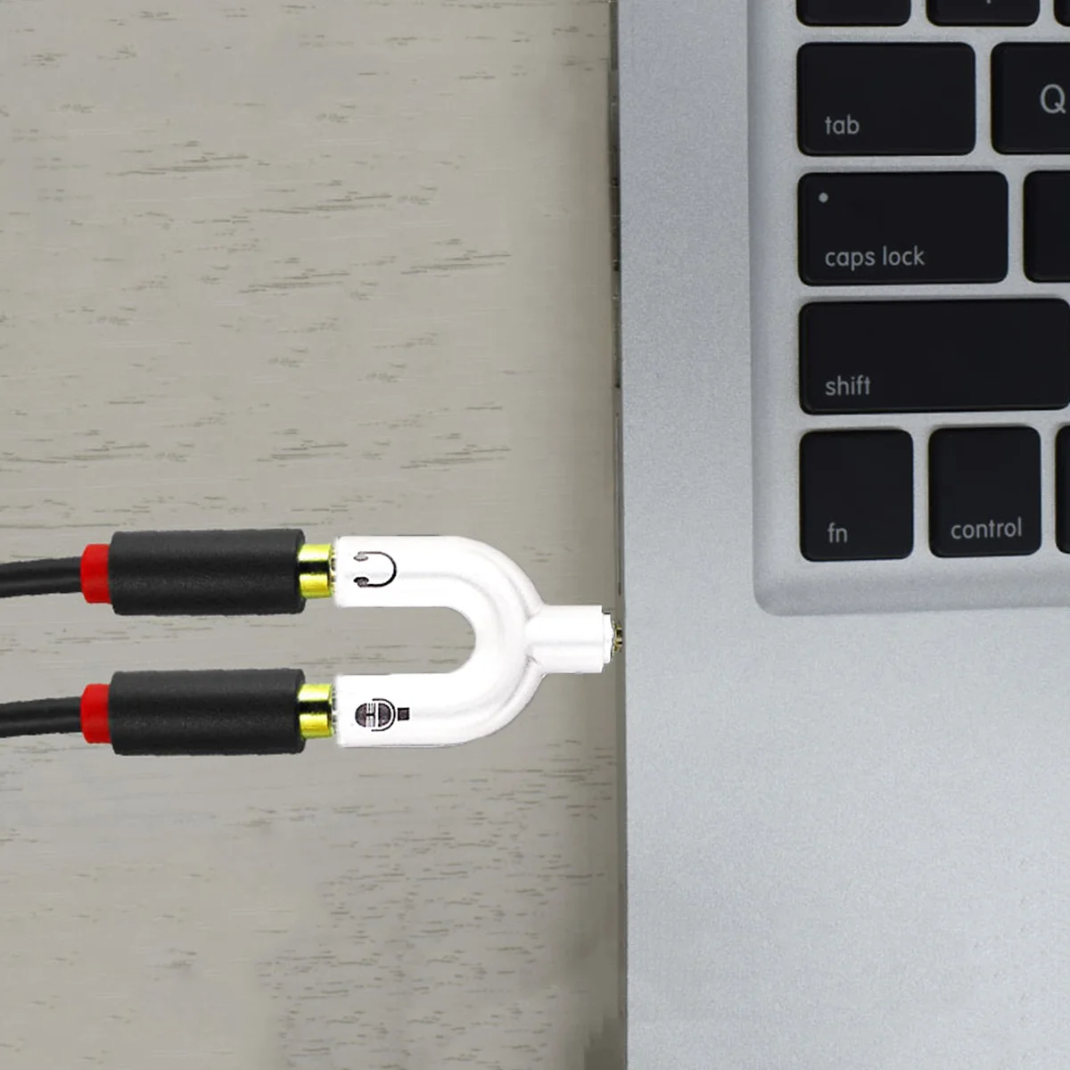 2pcs 3.5Mm Headset Splitter Adapter Female To Male Stereo Audio Converter For Pc Laptop Mic White