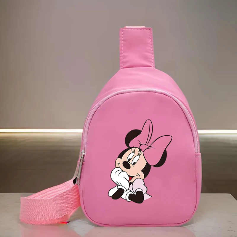 

Детская нагрудная сумка с милым принтом Минни Маус, мультяшная сумка для девочек, кошельки и сумочки с бантом в стиле кокетельной Минни Маус