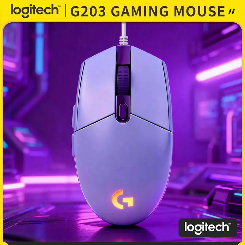 Logitech G203 LIGHTSYNC Gaming Mouse 8000 DPI Sensor RGB Backlight 6 Buttons 85g PC Mac Laptops Compatible