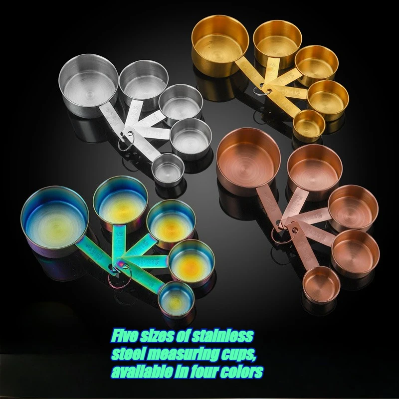 

Набор мерных чашек из нержавеющей стали 430 — профессиональные кухонные инструменты из 5 предметов для выпечки и приготовления пищи с измерением линейки