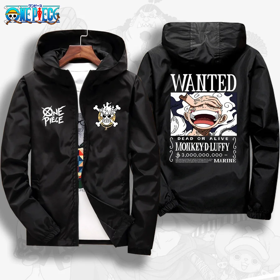 AliExpress Bandai One Piece 2026 Luffy Wanted Poster Anime Print Autumn Jacket, Unisex Windproof Sportswear, Fashionable Outdoor Cycling Clothing