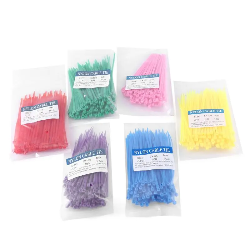 ABRN-600 Pieces (100 Per Color) Small Colored Zipper Ties 4Inch Multicolor Zipper Ties For Decorating Mesh Garland Supplies