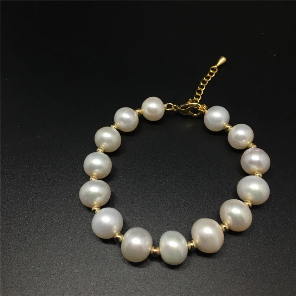 Charm Pearl AAA9-10mm 10-11 mm Japanese White Pearl Bracelet 925s 7.5-8 inch